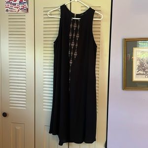 Black dress with gold zipper down back